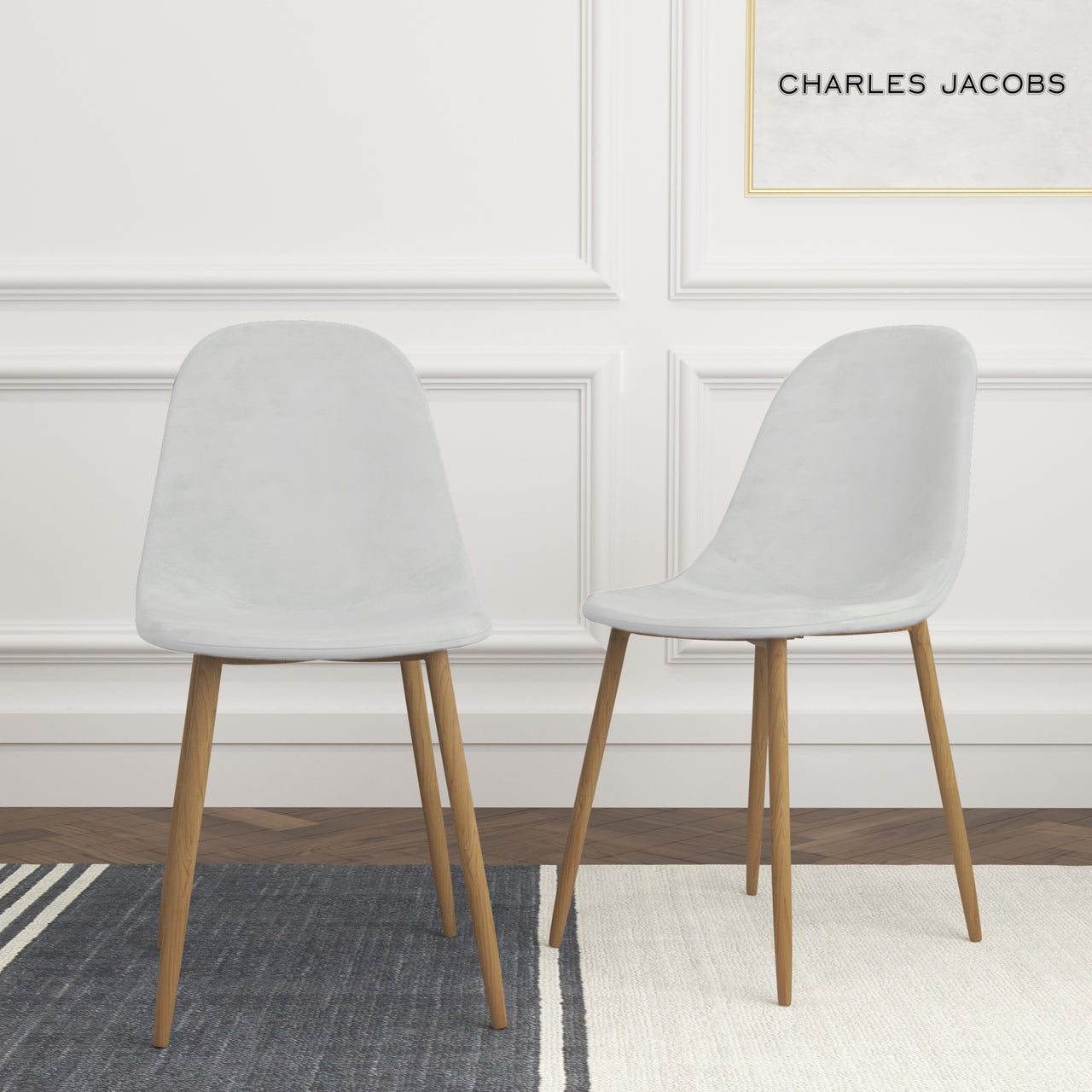 2 x Modern Dining Chairs with Oak Effect Legs