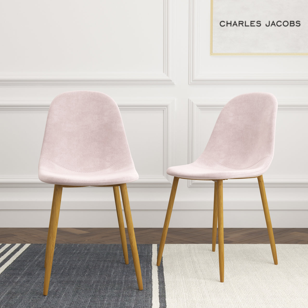 2 x Modern Dining Chairs with Oak Effect Legs