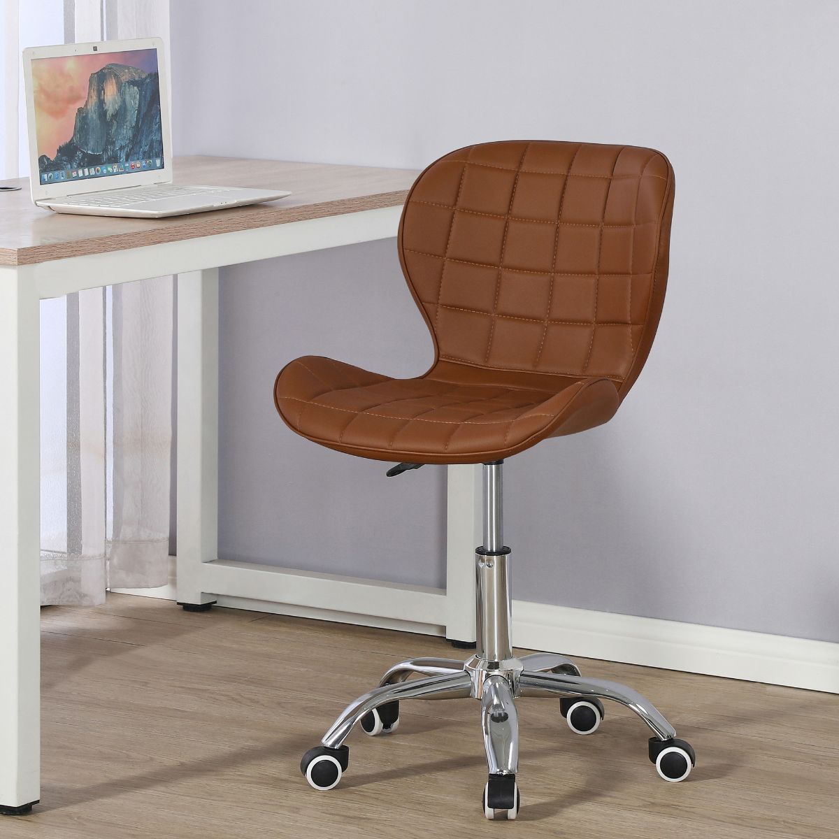 Swivel Office Chair with Chrome Base Wheels and Adjustable Height