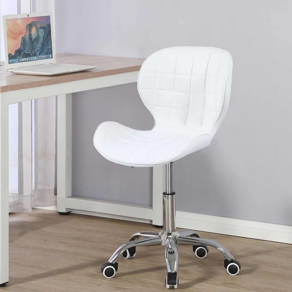 Swivel Office Chair with Chrome Base Wheels and Adjustable Height