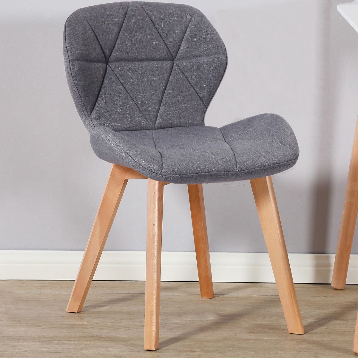 Set of 2 Diamond Patterned Dining Chairs with Beech Wood Legs