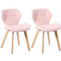 Thumbnail for Set of 2 Diamond Patterned Dining Chairs with Beech Wood Legs