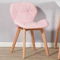 Thumbnail for Set of 2 Diamond Patterned Dining Chairs with Beech Wood Legs