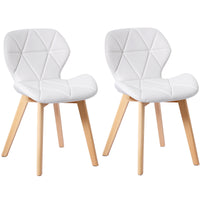 Thumbnail for Set of 2 Diamond Patterned Dining Chairs with Beech Wood Legs