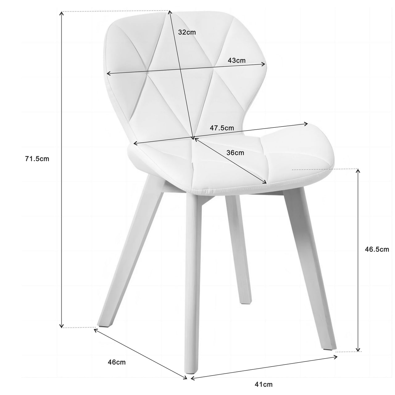 Set of 2 Diamond Patterned Dining Chairs with Beech Wood Legs