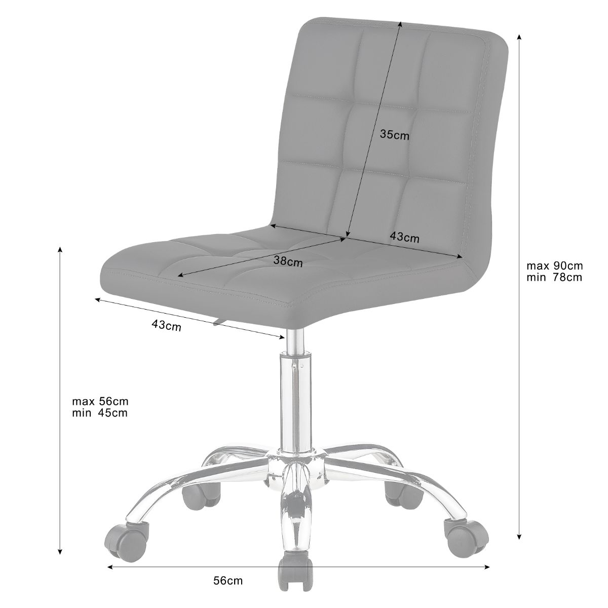 Swivel Office Chair with Adjustable Height and Thick Padding