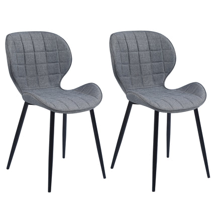 Set of 2 Diamond Patterned Dining Chairs