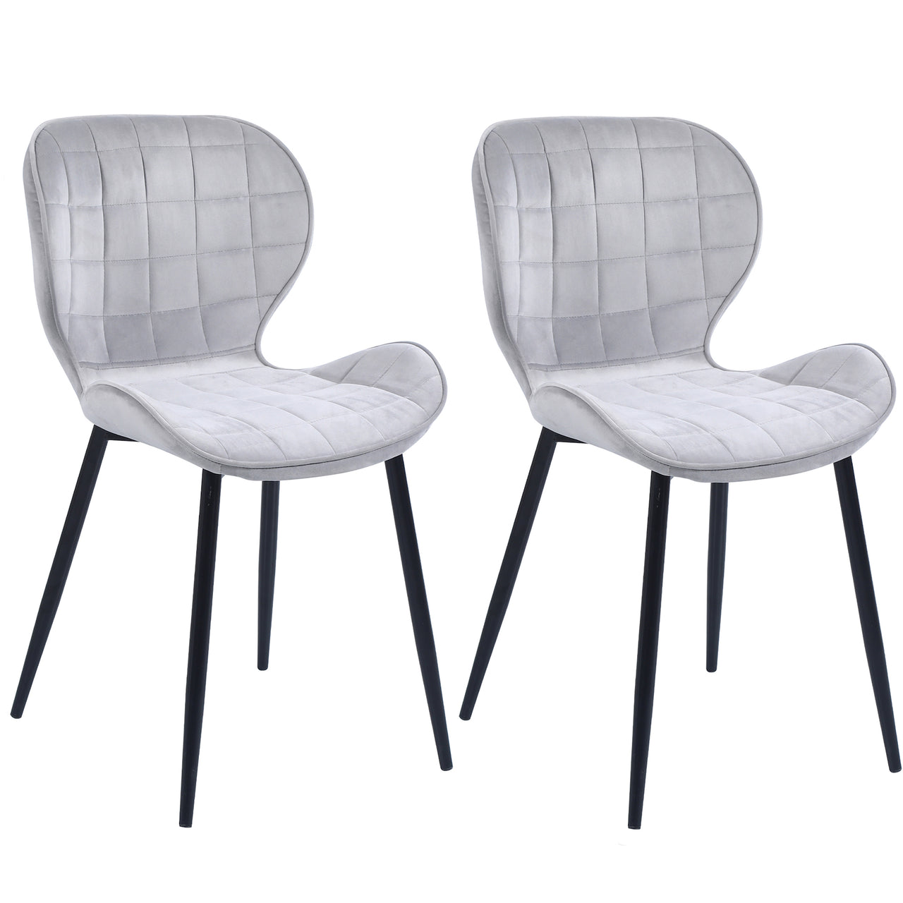 Set of 2 Diamond Patterned Dining Chairs