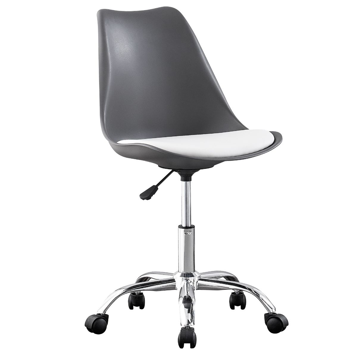 Adjustable Chair on Wheels - Grey Seat / White Cushion