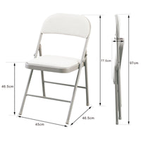 Thumbnail for Cream Fabric Padded Folding Chair with Grey Frame