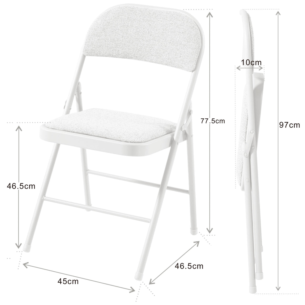 Cream Fabric Padded Folding Chair with Grey Frame