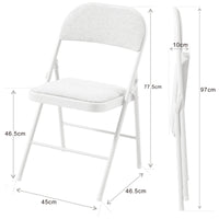 Thumbnail for Cream Fabric Padded Folding Chair with Grey Frame