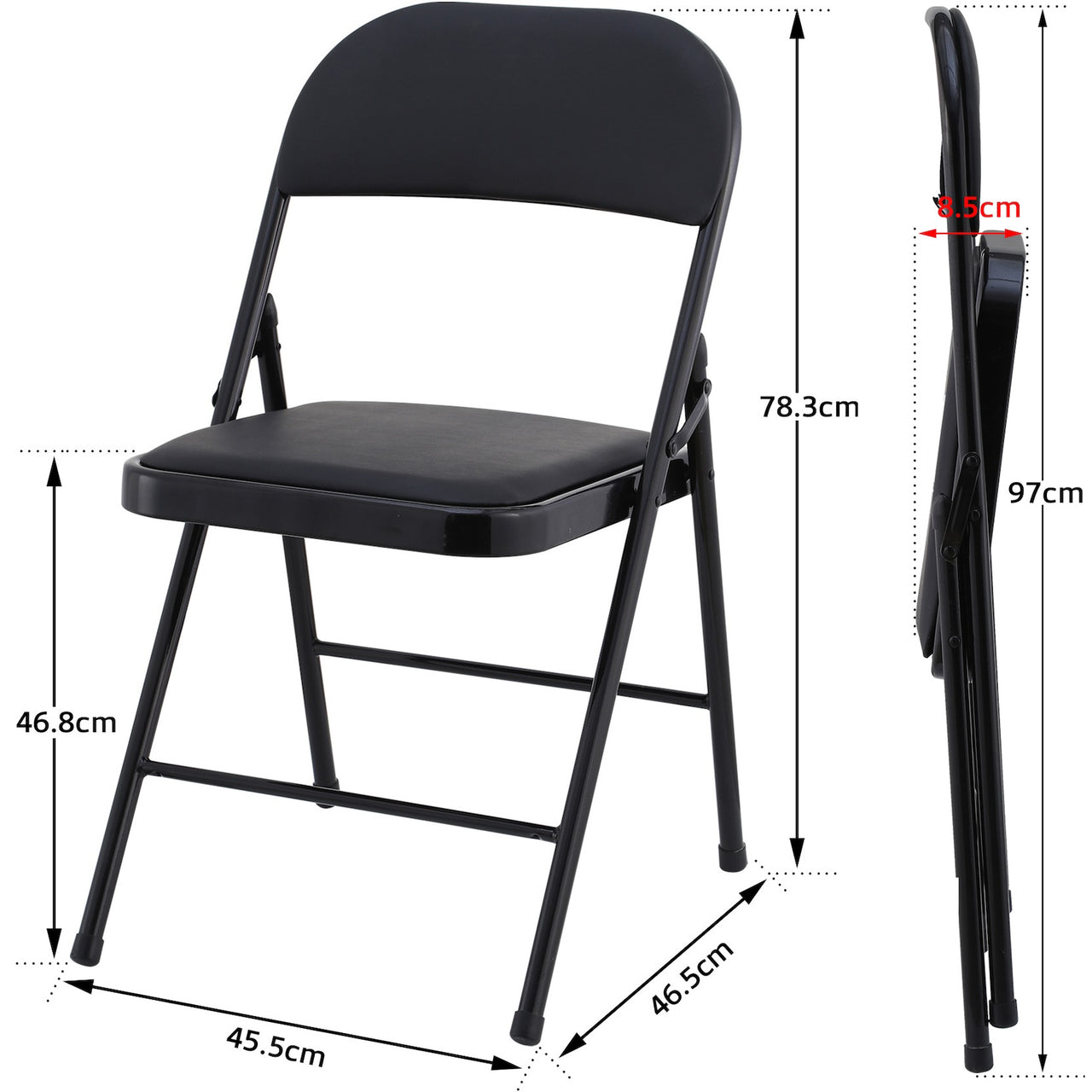 Black Padded Folding Chair