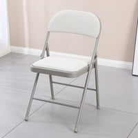 Thumbnail for Cream Fabric Padded Folding Chair with Grey Frame