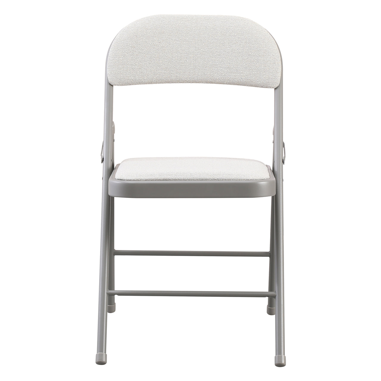 Cream Fabric Padded Folding Chair with Grey Frame