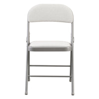 Thumbnail for Cream Fabric Padded Folding Chair with Grey Frame