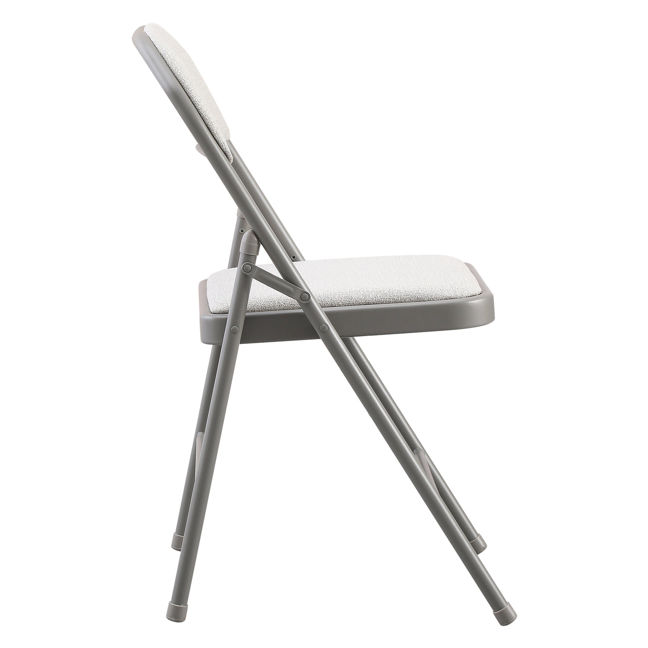 Cream Fabric Padded Folding Chair with Grey Frame