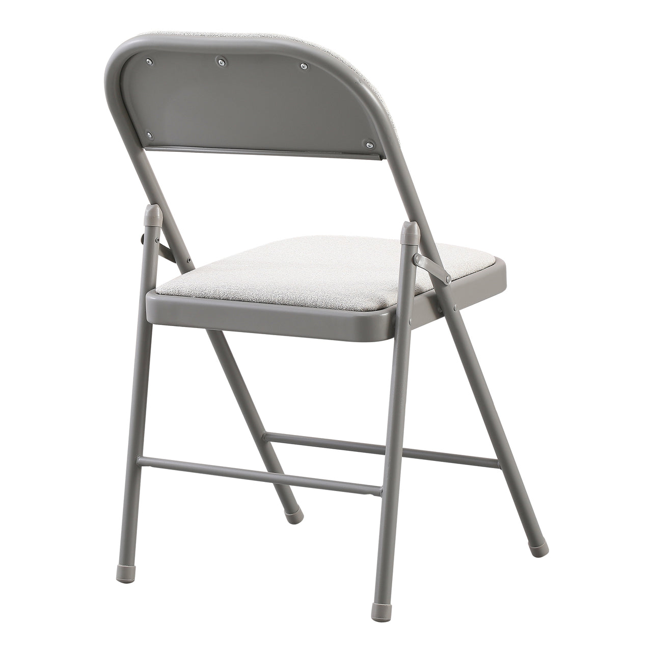 Cream Fabric Padded Folding Chair with Grey Frame