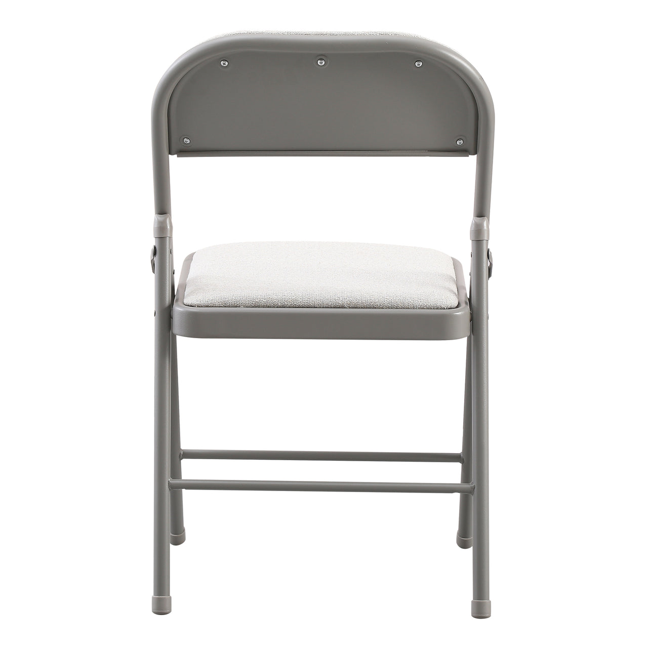 Cream Fabric Padded Folding Chair with Grey Frame