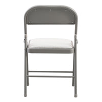 Thumbnail for Cream Fabric Padded Folding Chair with Grey Frame