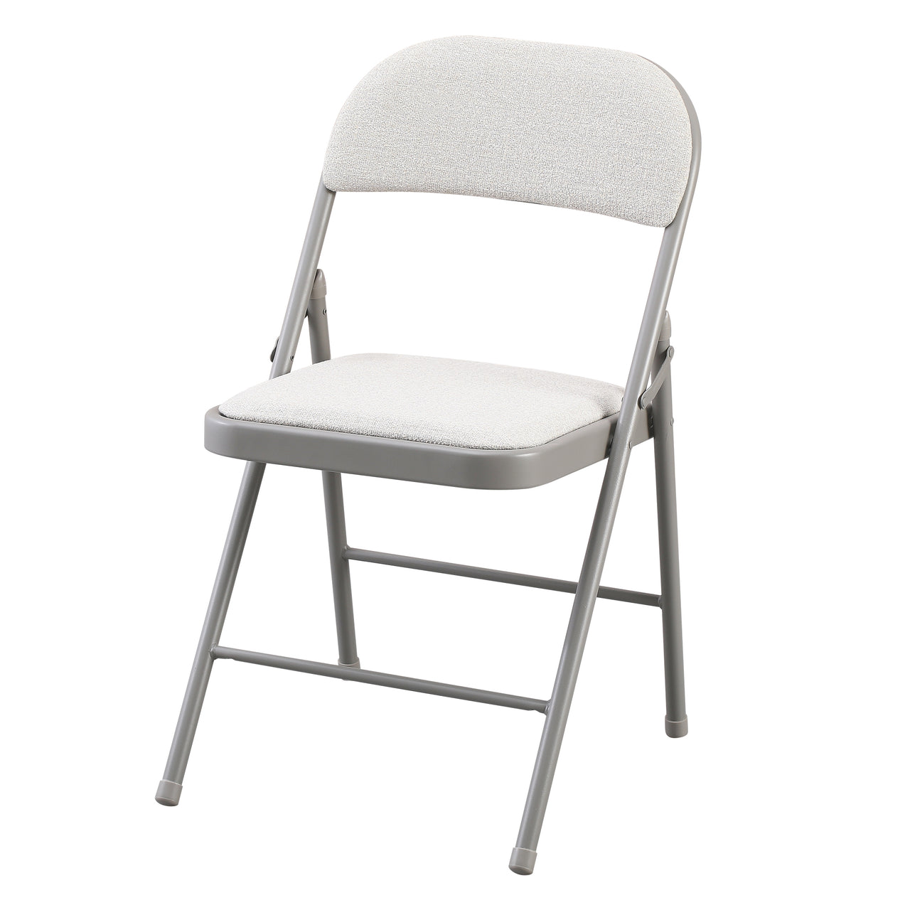 Cream Fabric Padded Folding Chair with Grey Frame