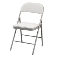 Thumbnail for Cream Fabric Padded Folding Chair with Grey Frame