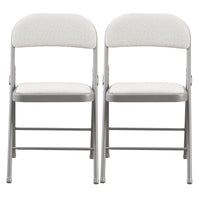 Thumbnail for Cream Fabric Padded Folding Chair with Grey Frame