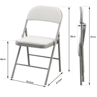 Thumbnail for Cream Fabric Padded Folding Chair with Grey Frame