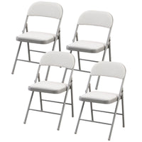 Thumbnail for Cream Fabric Padded Folding Chair with Grey Frame