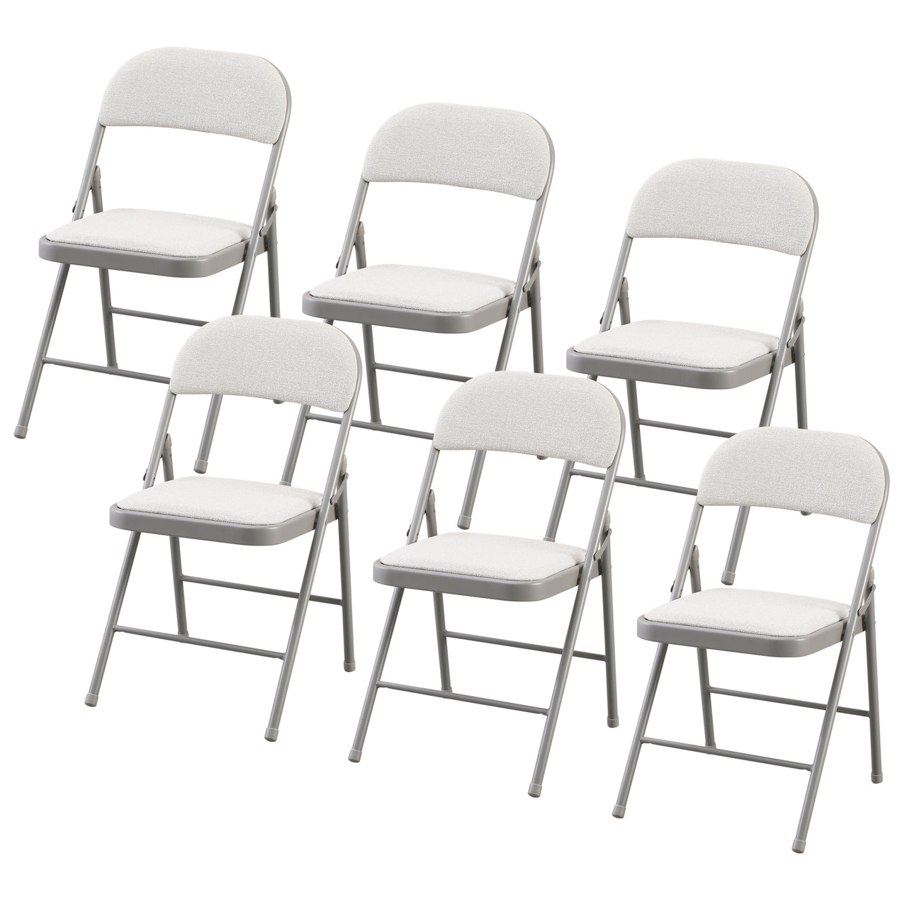 Cream Fabric Padded Folding Chair with Grey Frame