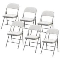 Thumbnail for Cream Fabric Padded Folding Chair with Grey Frame