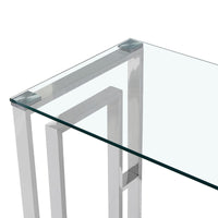 Thumbnail for Clear Glass Console Table with Mirrored Finish Chrome Square Insert Legs