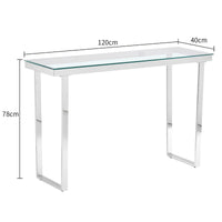 Thumbnail for Clear Glass Console Table with Mirrored Finish Chrome Reverse Trapezium Legs