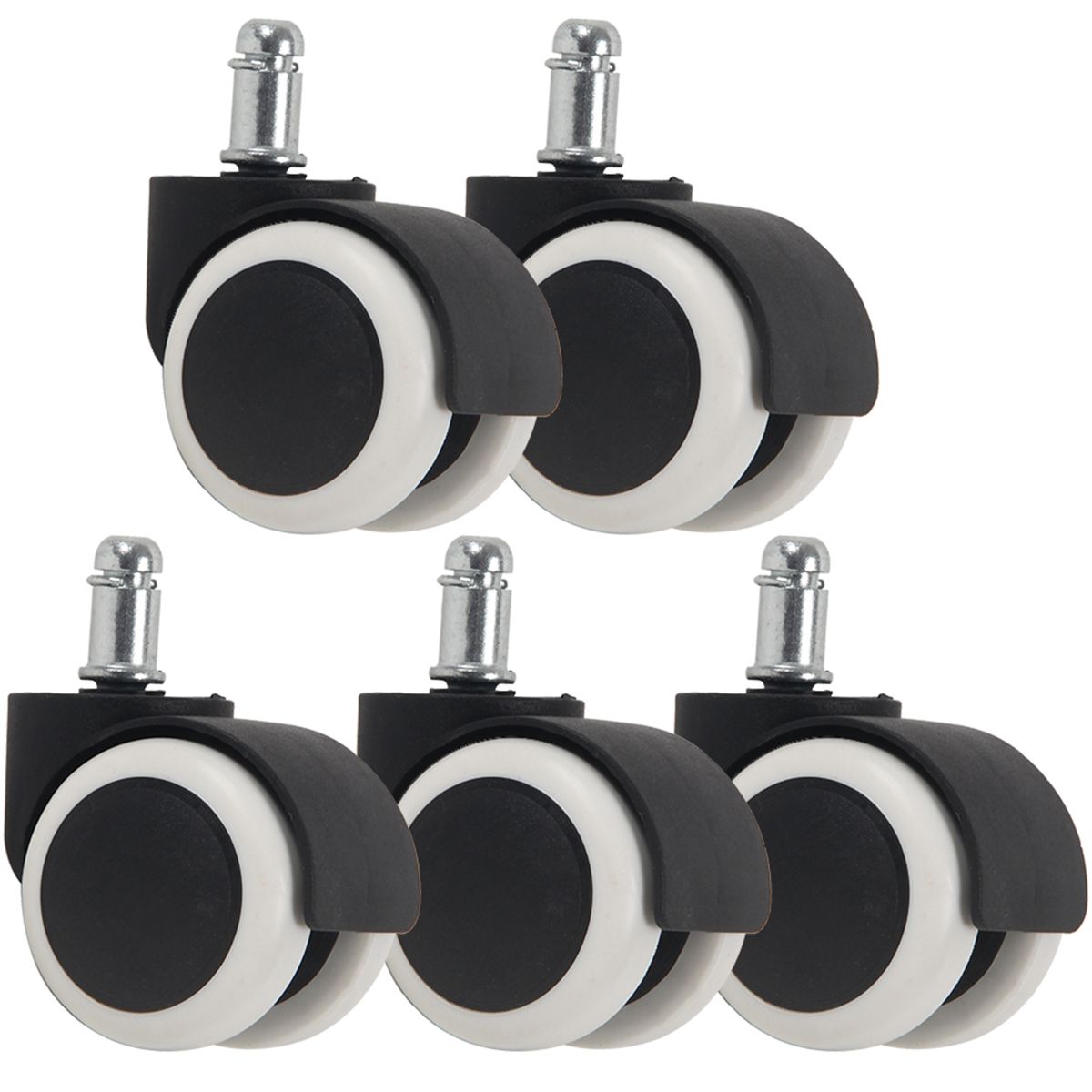 45mm Black &amp; White Office Chair Castor Wheels - Set of 5