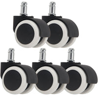 Thumbnail for 45mm Black & White Office Chair Castor Wheels - Set of 5