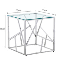 Thumbnail for Clear Glass Side Table with Mirrored Finish Patterned Chrome Legs