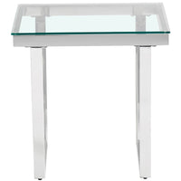 Thumbnail for Clear Glass Side Table with Mirrored Finish Chrome Reverse Trapezium Legs