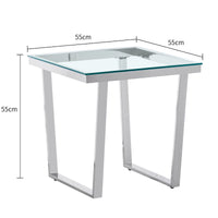 Thumbnail for Clear Glass Side Table with Mirrored Finish Chrome Reverse Trapezium Legs