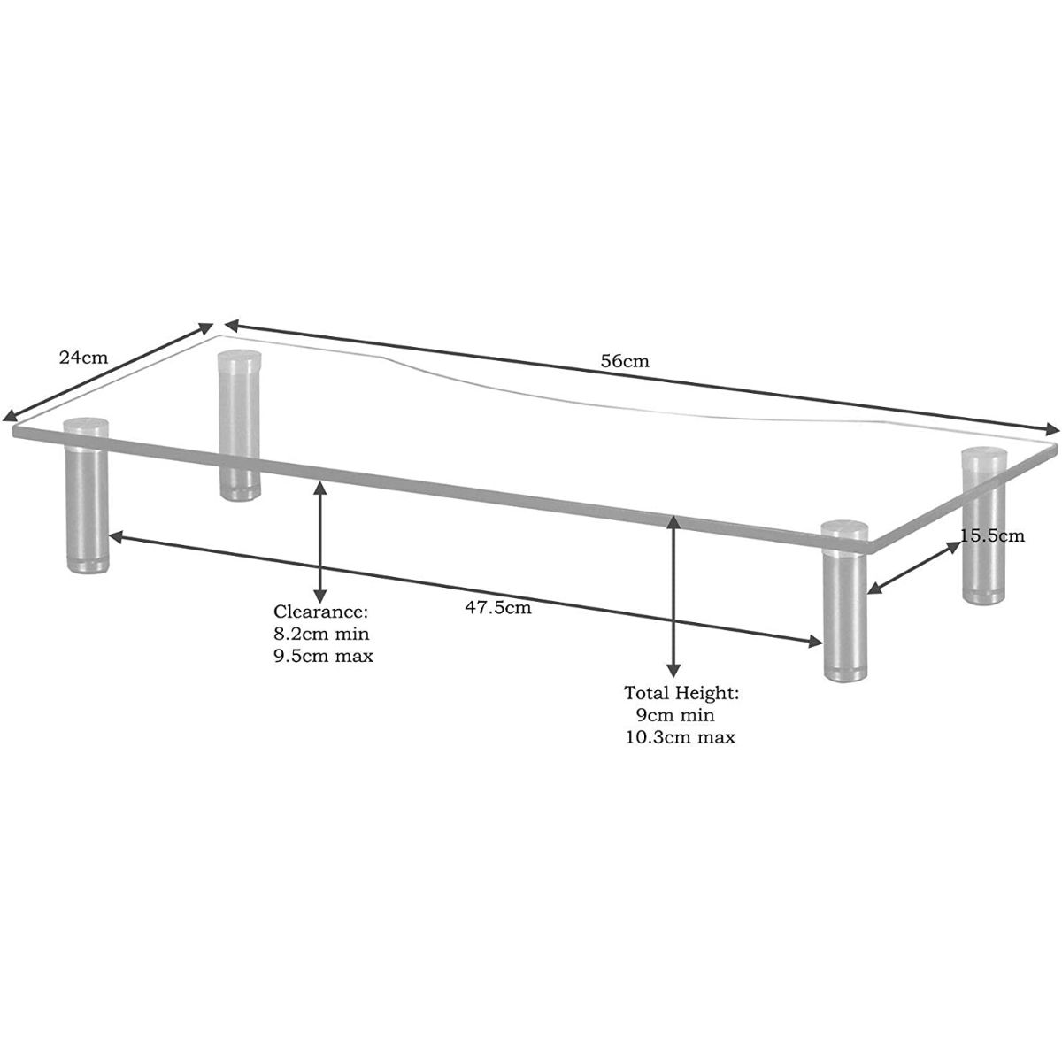 Monitor Riser Stand - 56cm Wide - Adjustable Height