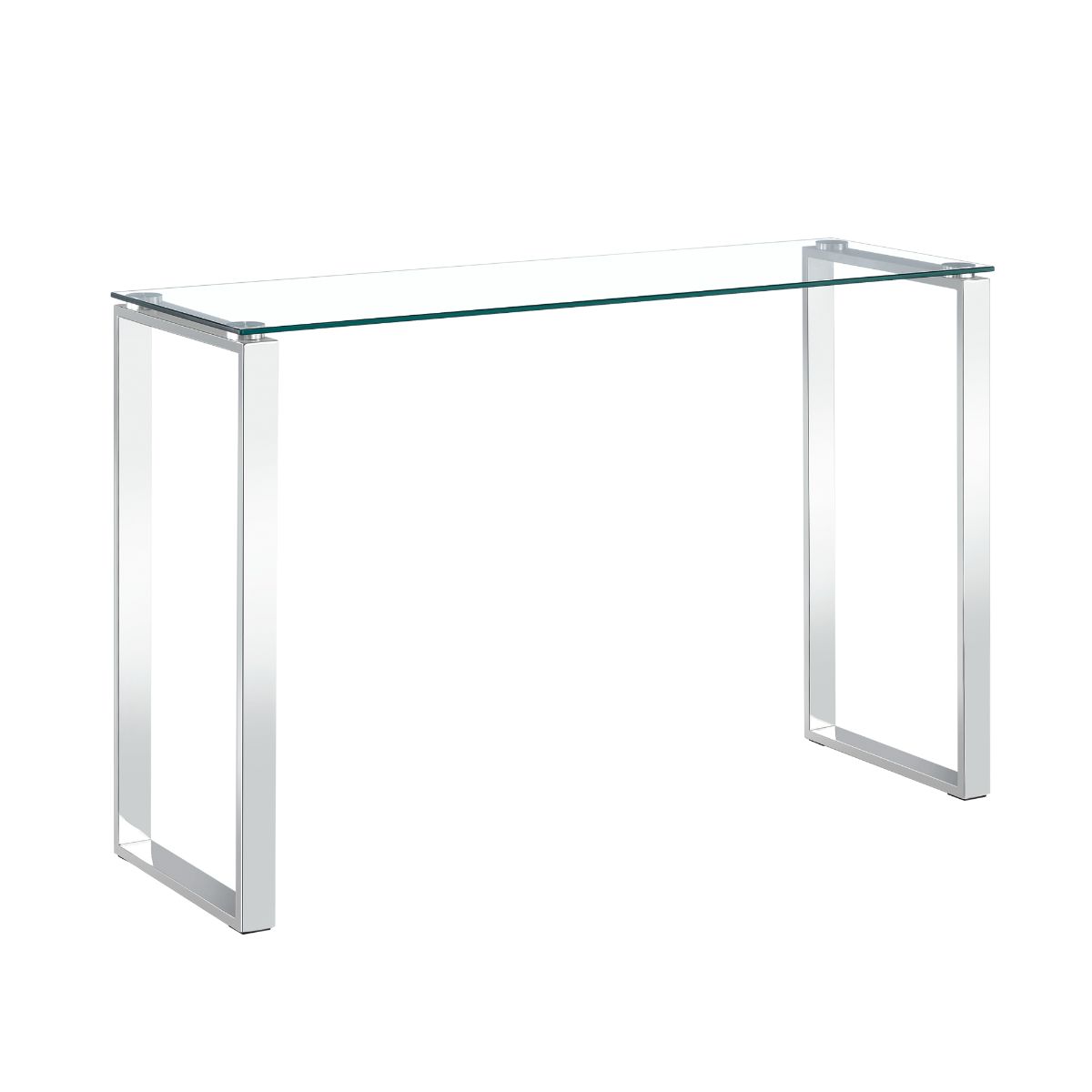 Clear Glass Console Table with Mirrored Finish Chrome Legs