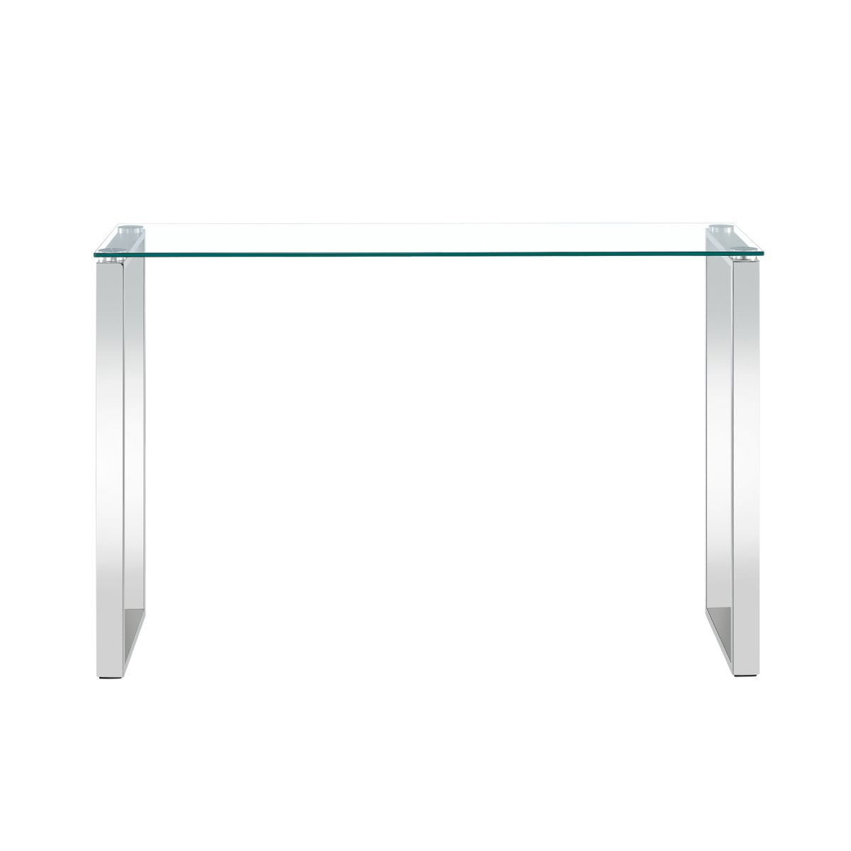 Clear Glass Console Table with Mirrored Finish Chrome Legs