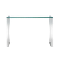 Thumbnail for Clear Glass Console Table with Mirrored Finish Chrome Legs