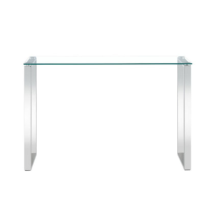 Clear Glass Console Table with Mirrored Finish Chrome Legs