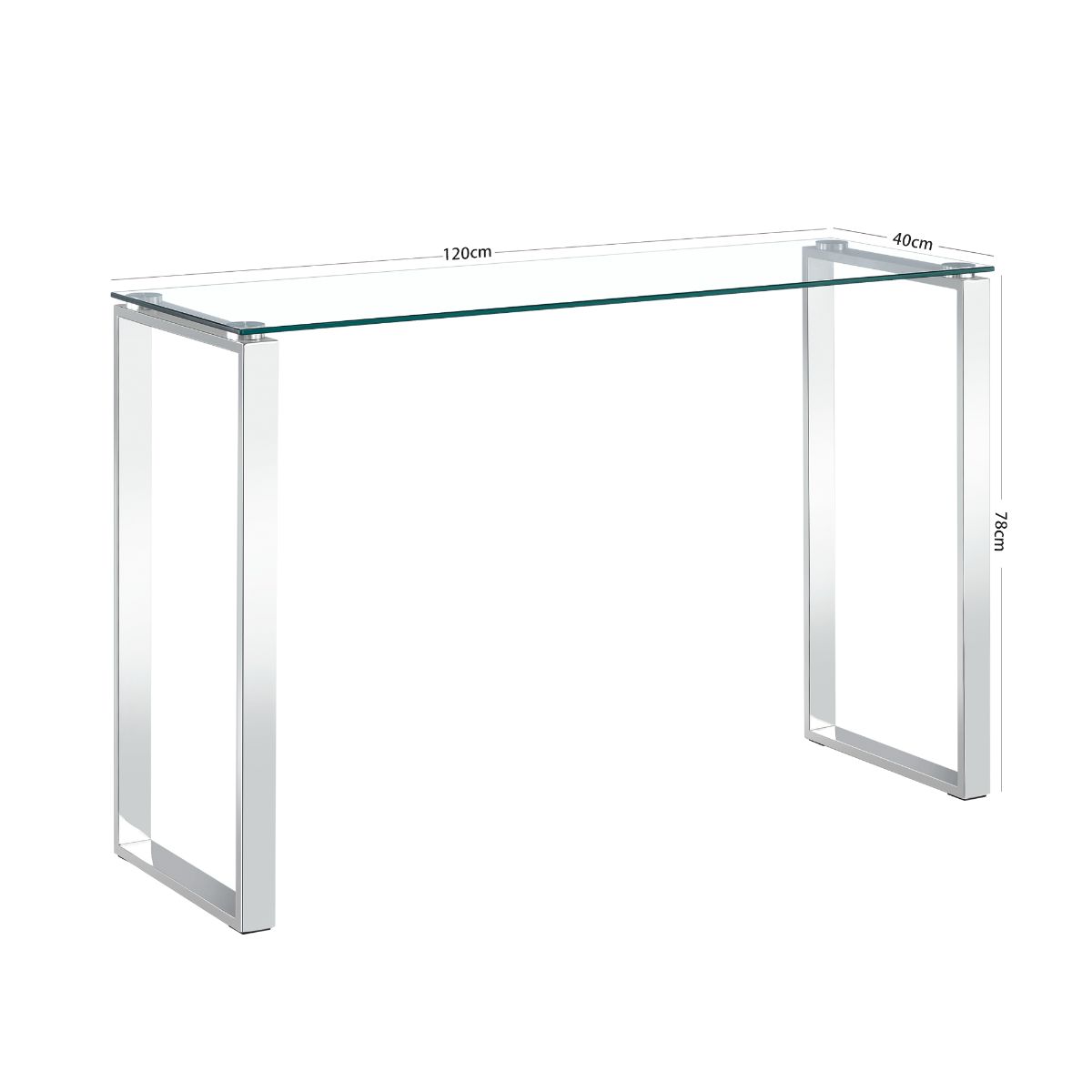 Clear Glass Console Table with Mirrored Finish Chrome Legs