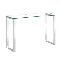 Thumbnail for Clear Glass Console Table with Mirrored Finish Chrome Legs