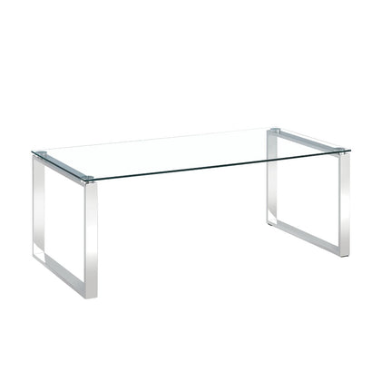 Clear Glass Coffee Table with Mirrored Finish Chrome Legs