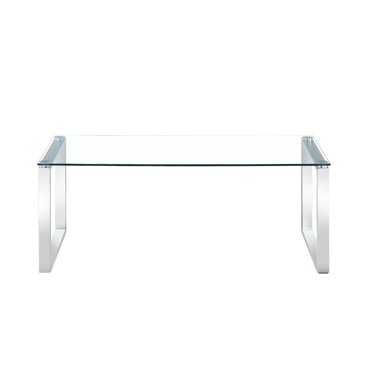 Clear Glass Coffee Table with Mirrored Finish Chrome Legs