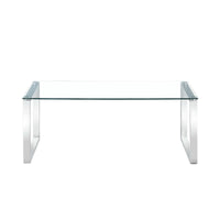 Thumbnail for Clear Glass Coffee Table with Mirrored Finish Chrome Legs