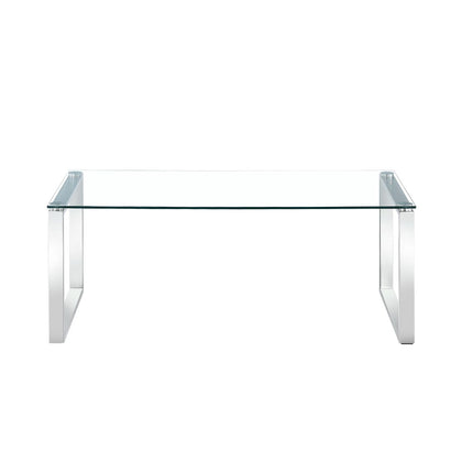 Clear Glass Coffee Table with Mirrored Finish Chrome Legs