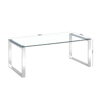 Thumbnail for Clear Glass Coffee Table with Mirrored Finish Chrome Legs